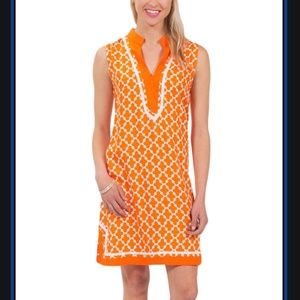 Escapada Living Orange White Print Sheath Dress